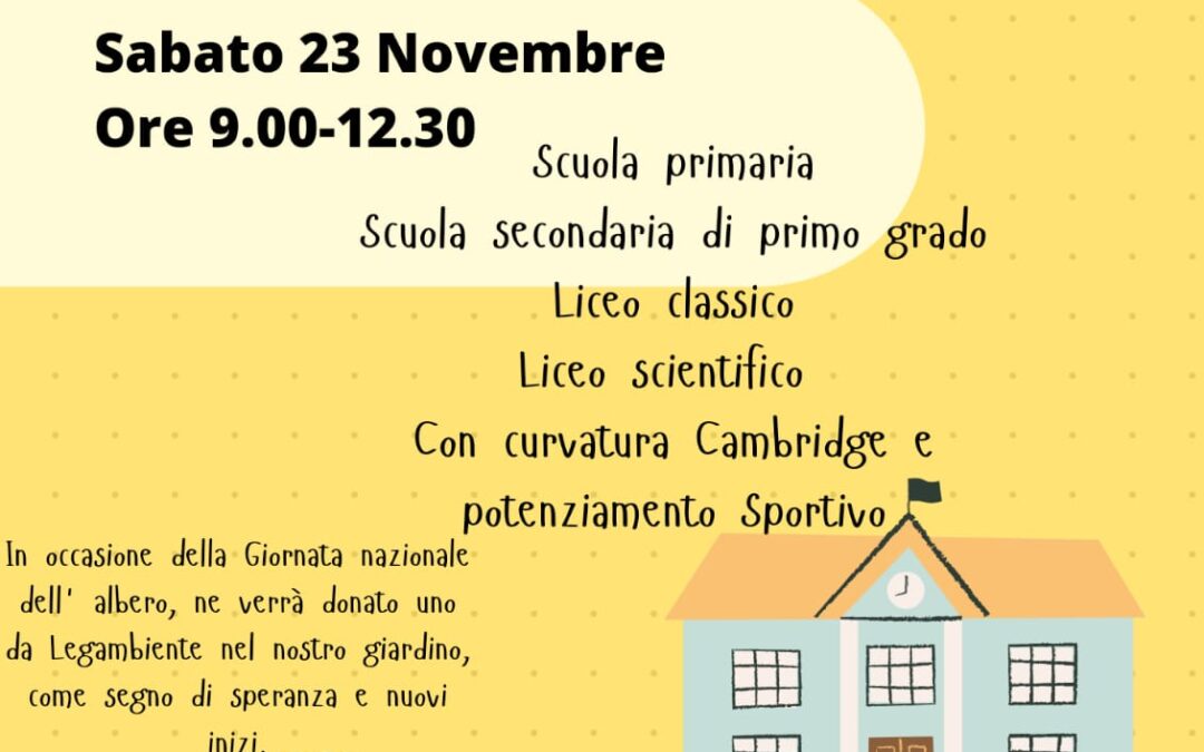 OPEN DAY – SABATO 23 NOVEMBRE 2024